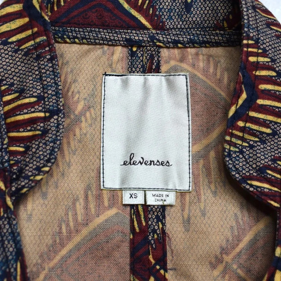 Anthropologie Elevenses Button Front Vest Sz XS Embroidered Aztec Safari Boho - Picture 10 of 16